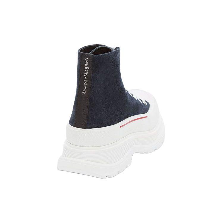 Alexander McQueen Tread Slick Short Combat Boots Men's Marine Blue 627206WHBGN4018
