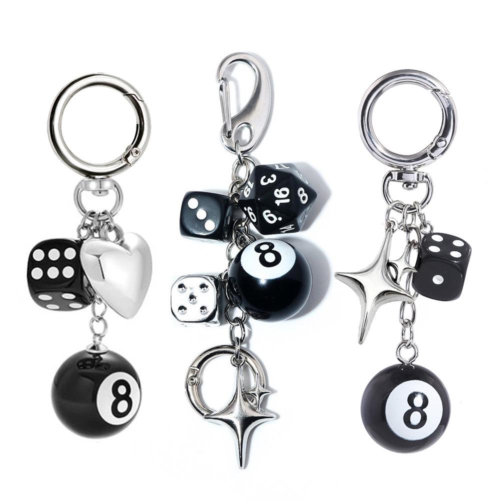 Black Irregular Pool Star Dice Keychain & Bag Pendant