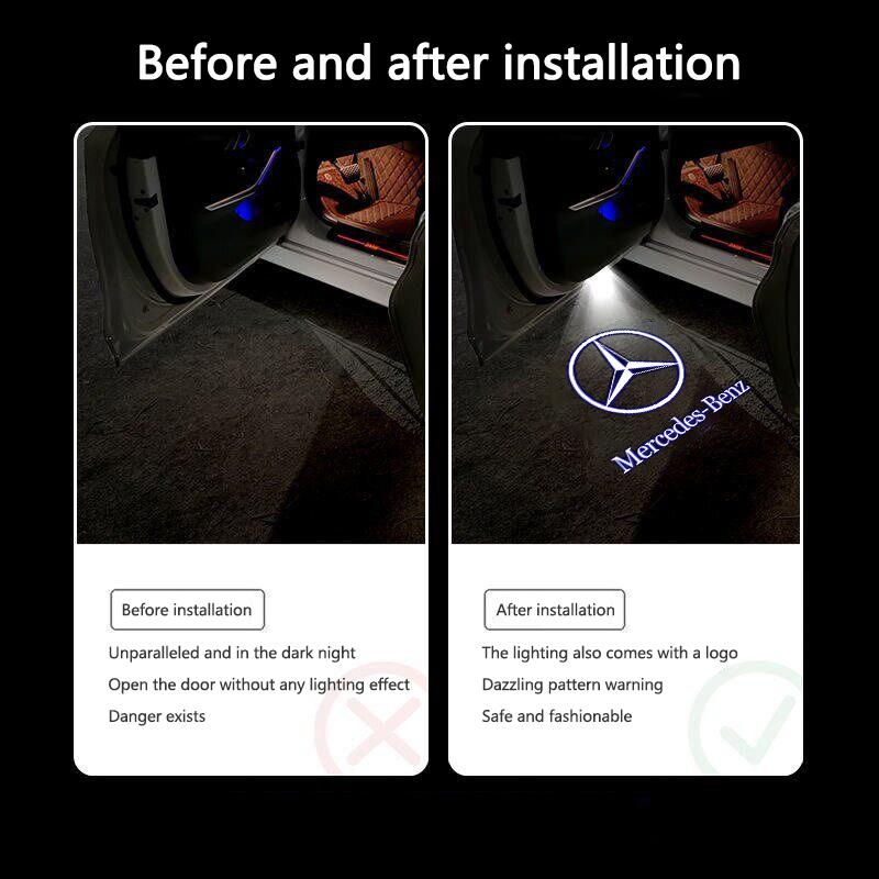 ZPU1  2Pcs Led Car Door Welcome Light Logo Projector For Mercedes Benz A-Class Hatch W168 W169 W176 W177 W177 A210 A180 Car Keychain