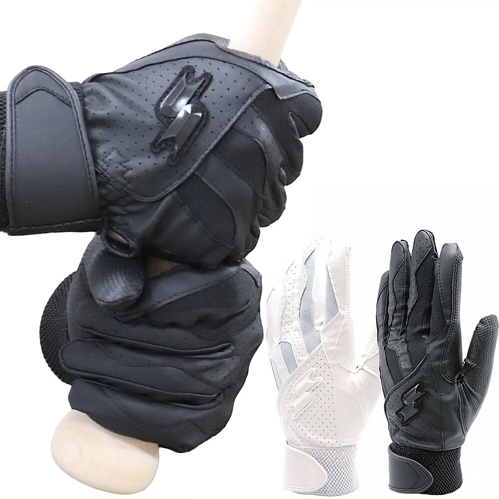 SSK Baseball Batting Gloves for High School Size M Baseball, Adult, Ambidextrous, White, (bg3014wfa)