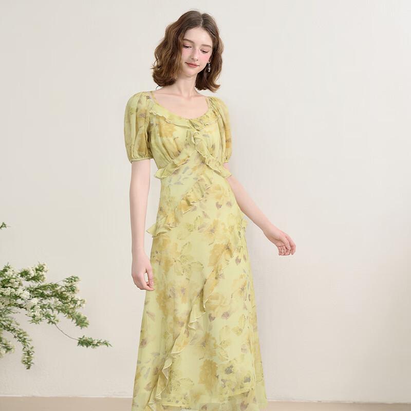 French Romantic Floral Maxi Dress