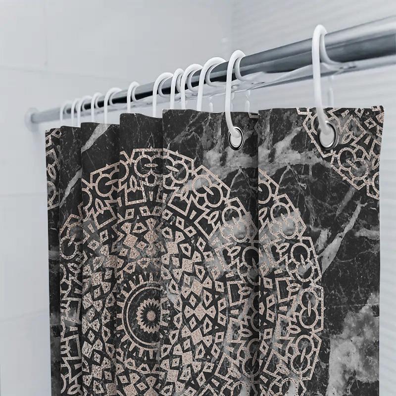 Boho Shower Curtain Mandala Pattern Nature Inspired Bathroom Decor Tropical Floral Abstract Art Modern Farmhouse Home Textile