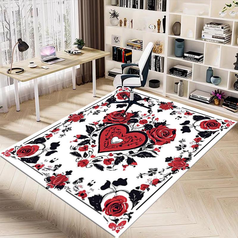 1 Stück Rose Herz Anti-Rutsch Boden Teppich, Büro, Familie, Schlafzimmer, Studio - Großer Teppich, Lebendige Farben-C0498