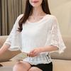 Plus Größe Chiffon Bluse Frauen Sommer Baumwolle Rand Spitze frauen Hemd Schmetterling Hülse Blume Büro Dame Tops