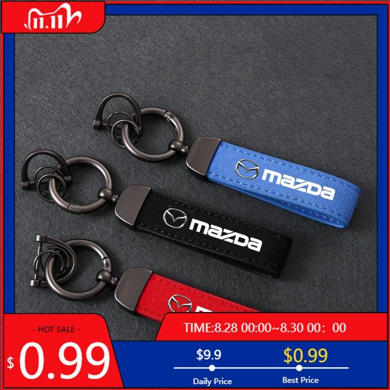 2025 Hot New Women Men Luxury Car KeyRing Suede Leather Car Keychain For Mazda 3 6 Atenza Protege Cx9 Cx7 Cx5 Rx8 Rx7 Mx5 Speed