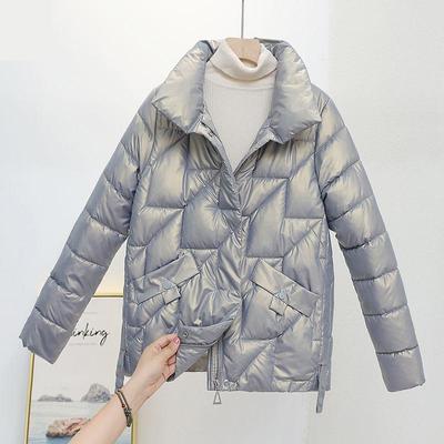 Plus Size Katoenen Jas Herfst Losse Casual Glanzende Dons Katoenen Jassen Warme Effen Kleur Jas