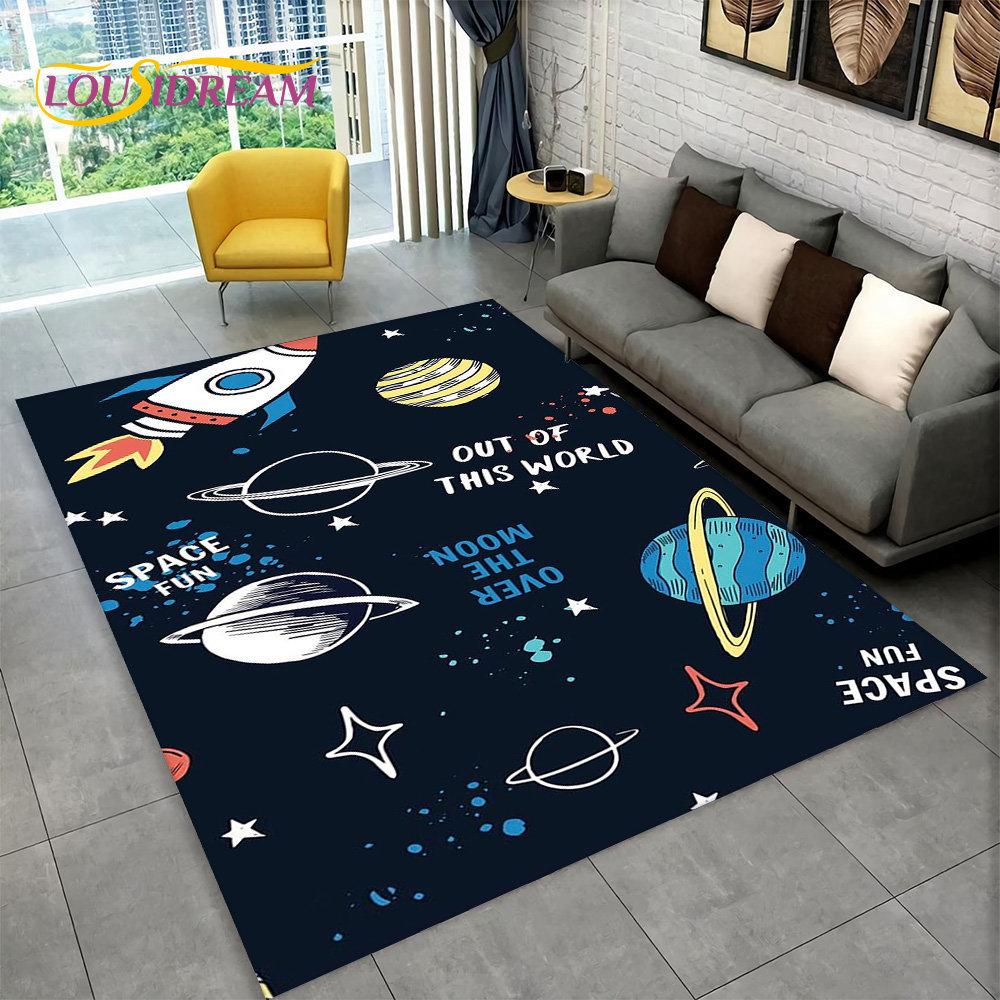 Dywan 3D Cartoon Astronaut Space Area, dywanik do domu, salonu, sypialni dziecięcej, sofy, wycieraczki, dekoracja, antypoślizgowa mata podłogowa dla dzieci