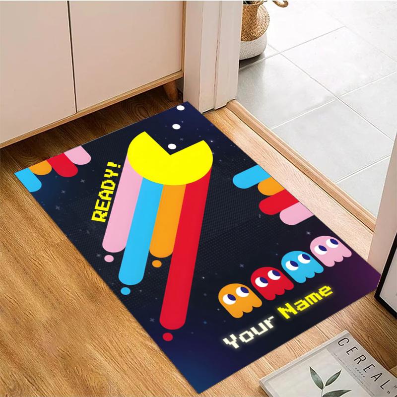 Custom Name Pac Game Rug - Decorative Non-slip Carpet With YourName For Bedroom Or Office Perfect Gift For Family And Friends