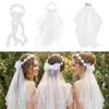 Lightweight Bow Bridal Veil Soft Wedding Bow Headwear Sweet Garland Headband  Wedding Party