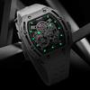 MARK FAIRWHALE Men Fashion Sport Tonneau Watch Stainless Steel Case Silicone Strap Mechanical Automatic Movement Watches Men
