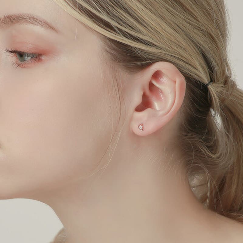 JEWNEL 14K Moon-shaped Cubic Piercing Earrings