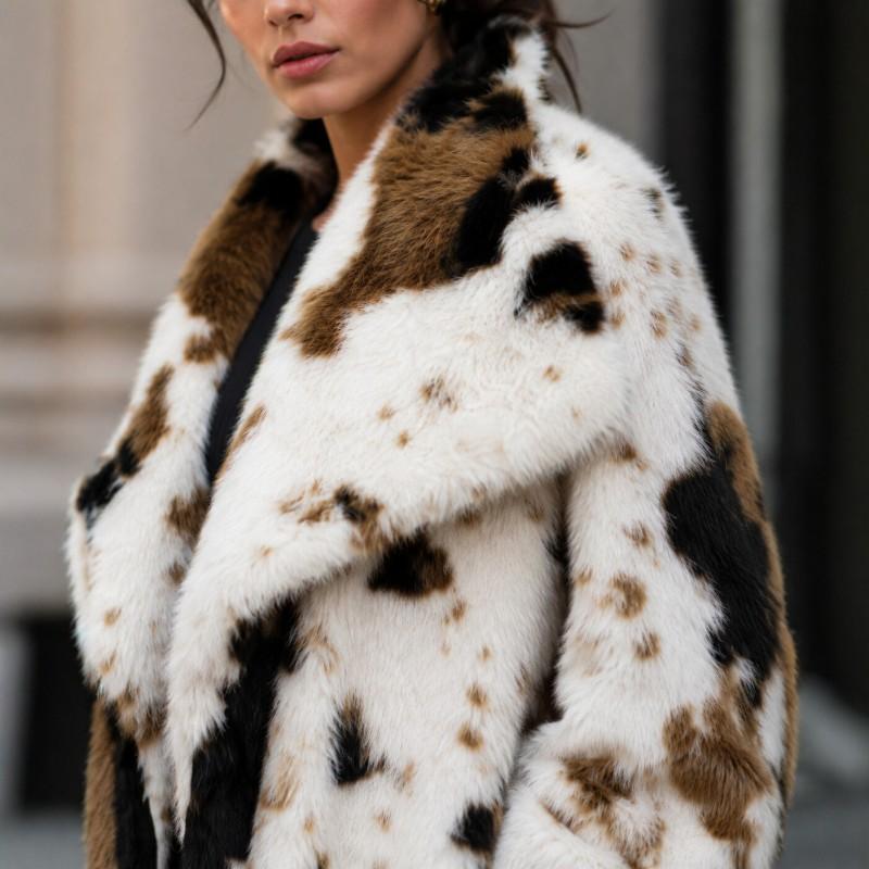 Dámský dlouhý kabát z umělé kožešiny Zimní teplý Oversized otevřený kardigan Bez límce Street Style Větší velikosti