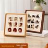 Solid Wood 9-Grid Black Walnut Photo Frame with Mortise and Tenon Round Corners for Desktop Display or Wall Decoration.