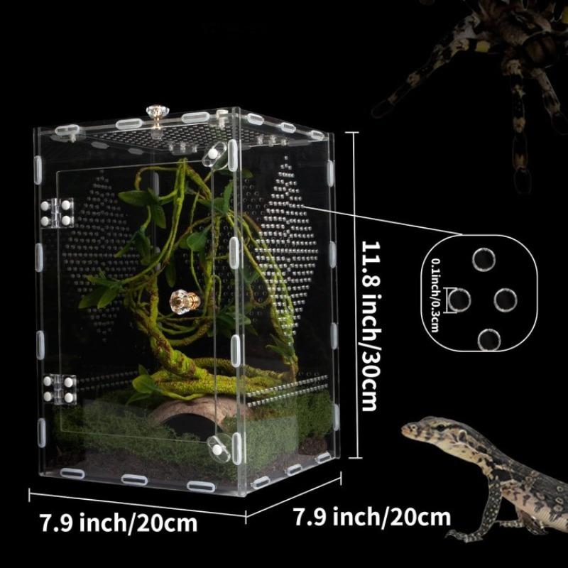 Acryl Reptilien Terrarium Schreibtisch Abnehmbar Atmungsaktiv Reptilien Futterbox Schlange Insekt Spinne Ausstellungsbox Kriechtier Zuchtgehäuse