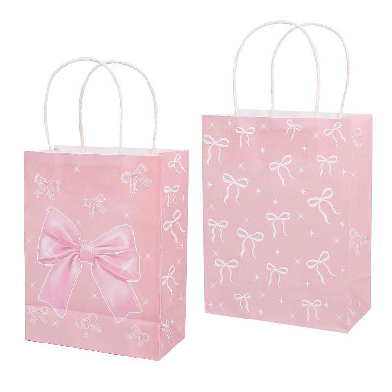 5/10 st Rosa rosett papperspresentpåsar Godis Snacks Godispåse Barn Flickor Födelsedagsfest Tillbehör Baby Shower Dekoration Presentförpackning