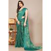 Teal Green, Light Green & Olive Green Leaf Print Chiffon Saree – Fresh & Elegant