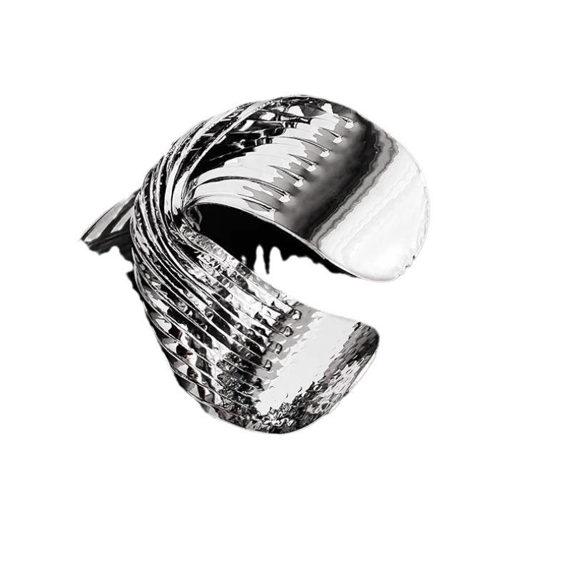 Cross Surround Irregular Opening Smooth Surface Bracelet Retro High Sense Unique Twist Bracelet Arm Ring