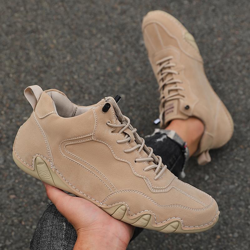 New Fashion Sneakers Men Hand-stitching Leather Casual Shoe Design Platform Loafers Breathable Flats Men Shoe Driving Size 39-46