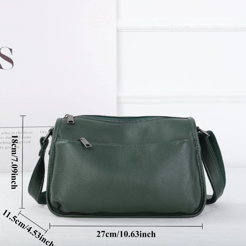 Women's Top-Grain Cowhide Leather Shoulder Bag Spacious Minimalist Crossbody for Effortless Commuting Tote with Adjustable Strap