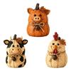 Cow Pig Chicken Halloween Figures, 3 Piece Standing Farm Animal Collection for Party Tables, Windowsills, Shelves, and Indoor Fall Displays