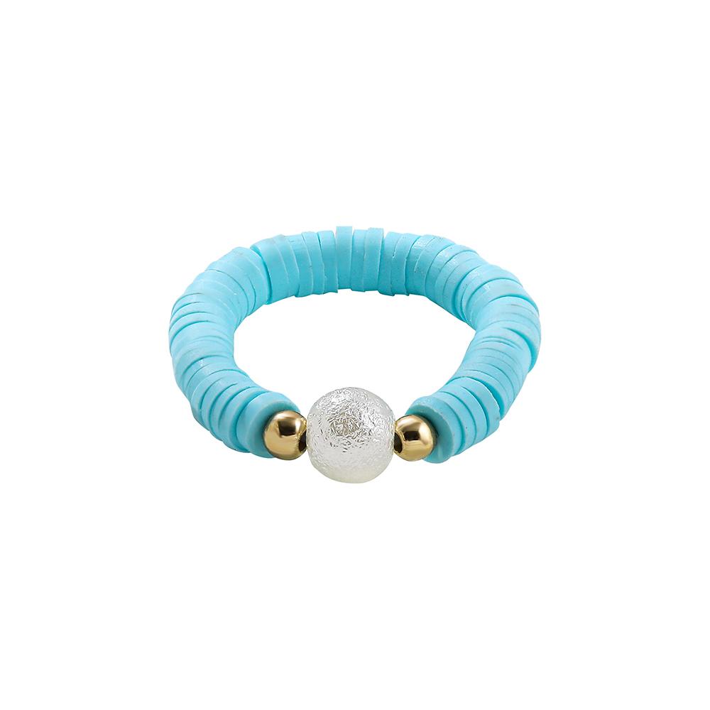 

Boho Multicolor Polymer Clay Rings for Women Vintage Ethnic Handmade Imitation Pearl Bead Stack Elastic Ring Femme Zircon Gift небесно-голубой