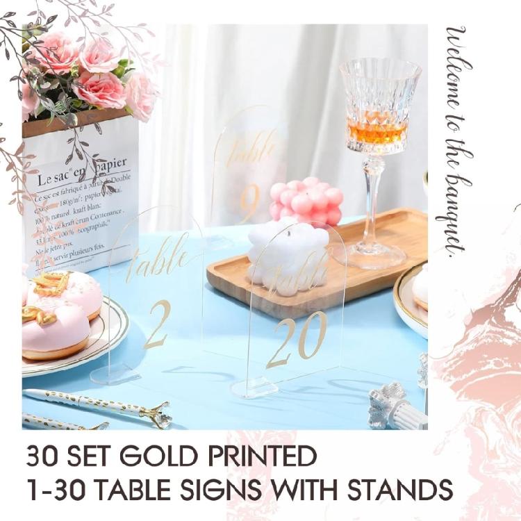 1-30 Clear Arched Acrylic Sign with Stand Guest Name Tags for Wedding Birthday
