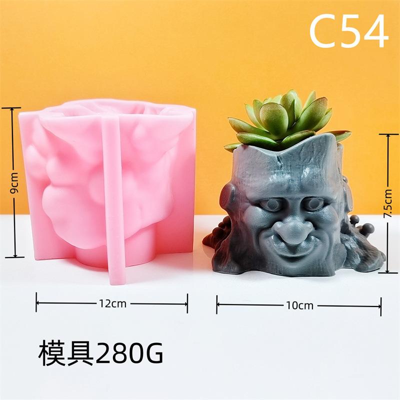 DIY Garden Craft Tree Stump Shaped Flower Pot Molds Resin Silicone Plants Concrete Making Mold for Creative Home Gardening