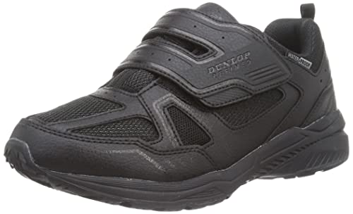 Dunlop Refined Men s Waterproof Wide 4E Velcro Walking, Jogging, and Running Sneakers, DM287, Black, Size 24.5cm