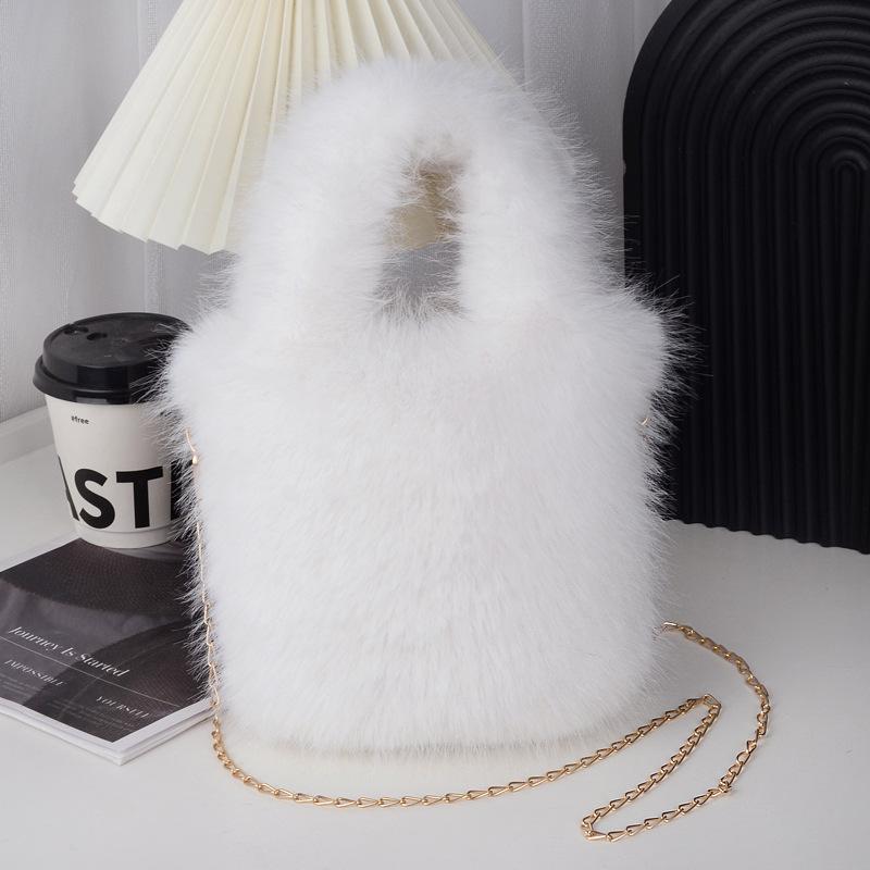 

Новая плюшевая сумка-клатч из искусственного лисьего меха, сумка-тоут, осенне-зимняя сумочка, универсальная сумка-мессенджер на цепочке small new bag [] белый