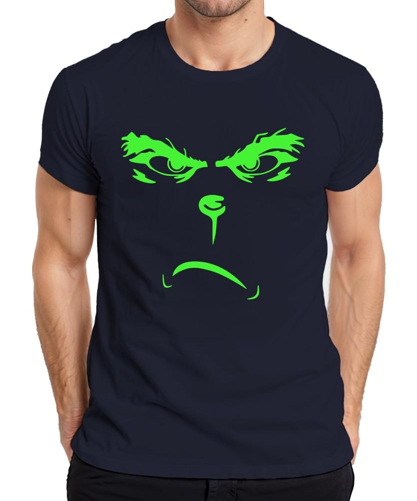 Halloween Monster Face Scary Eyes Light Up Neon Alien Evil Unisexs Tshirt S