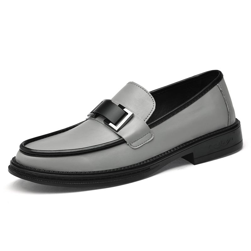 New Designer Brand Black and White Fashionable Color Blocked Loafers Comfortable Non Slip Office Groomsman Dating Leather Shoes