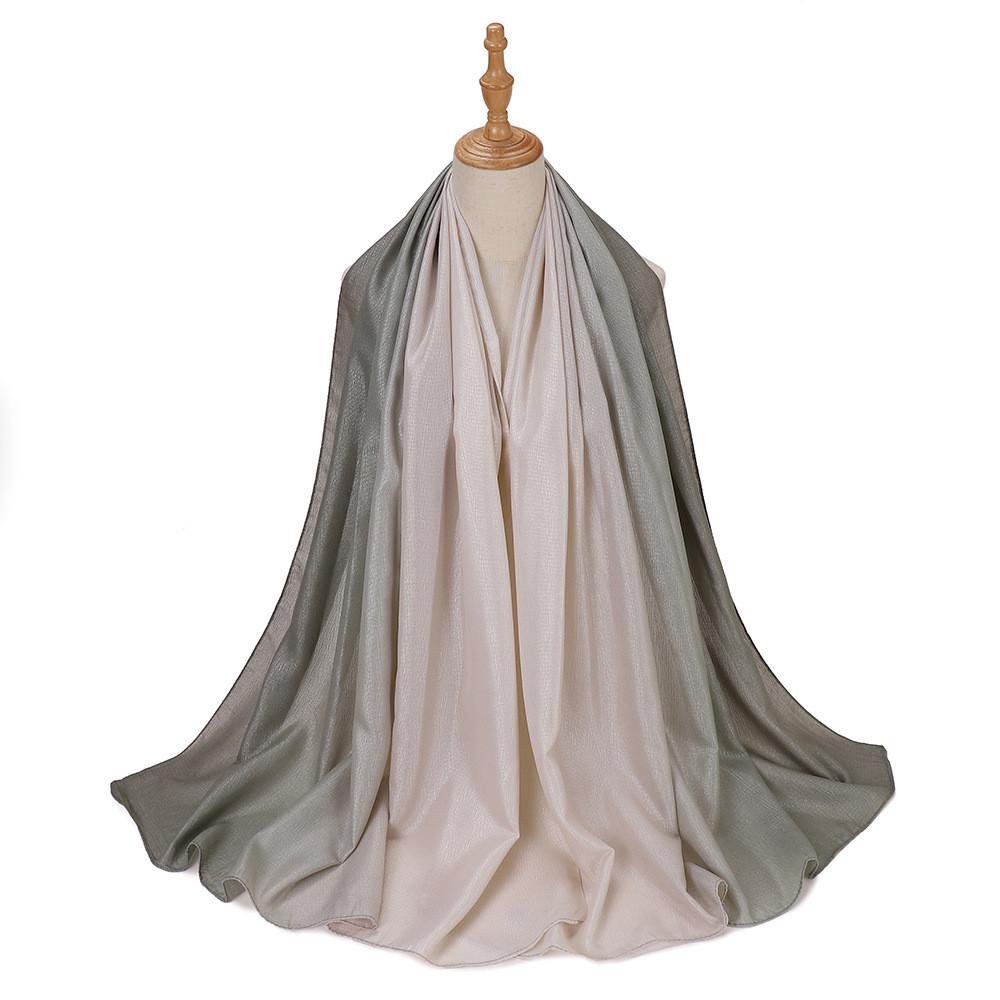 New Silk Hand Gradient Fashion Hijab Scarf Indonesian Malay Silver Scarf Raya Hijab