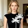 Stoff Lotus Applikation Lotusblumen Dekoration mit langem Band Aufnäher Blumen Verzierung