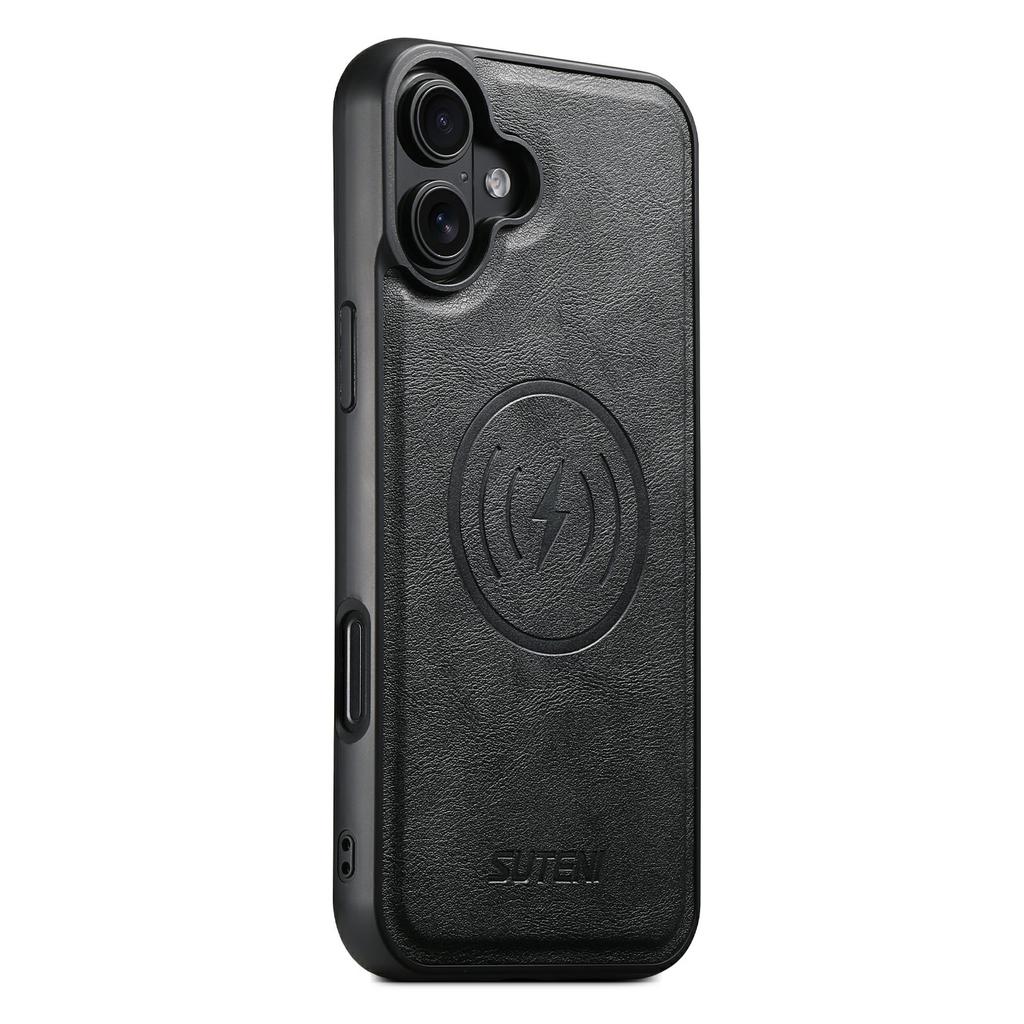 SUTENI G5 For iPhone 16 Case Compatible with MagSafe Cowhide Texture Leather Back Cover