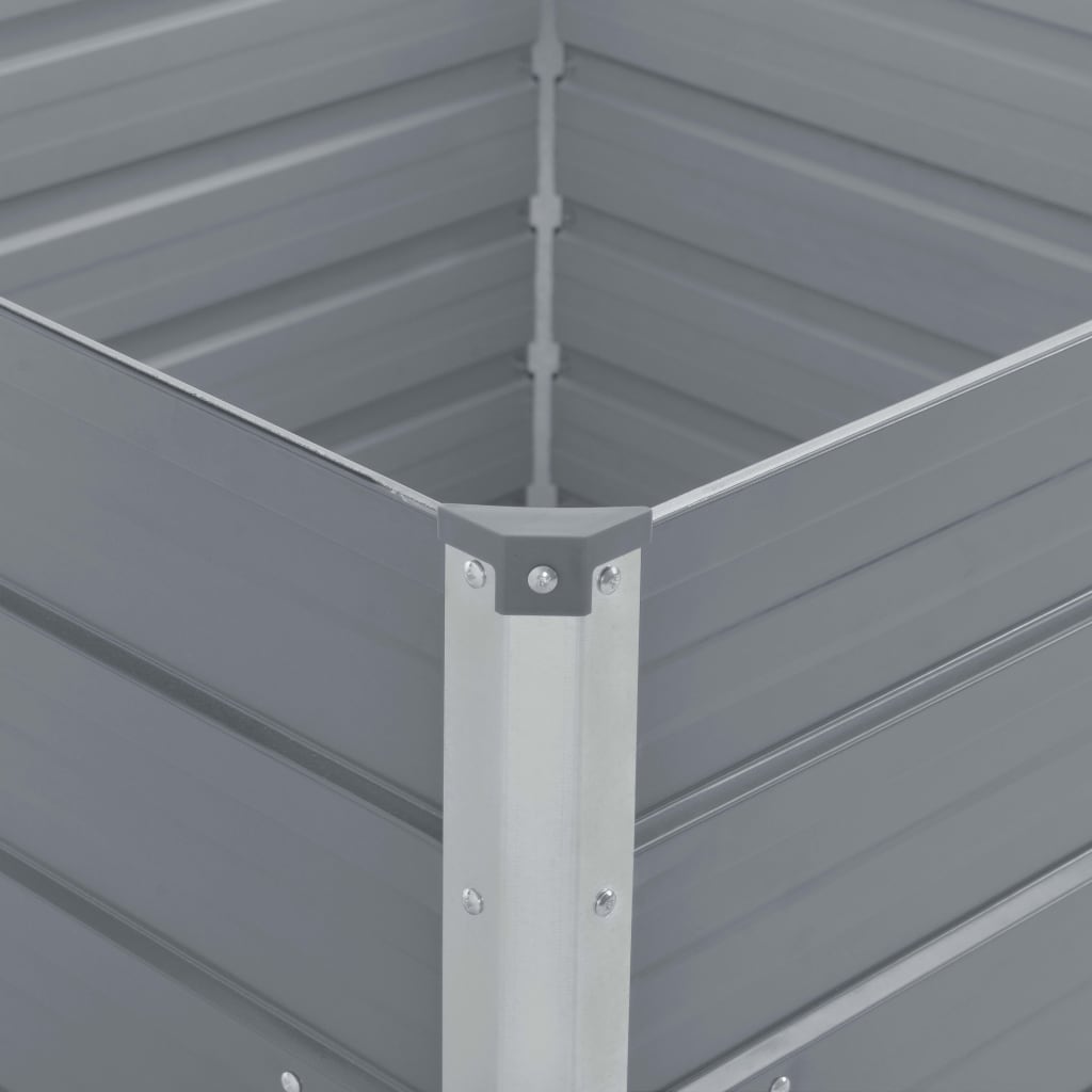Raised Garden Bed 100 X 100 X 45 Cm Galvanized Steel Gray
