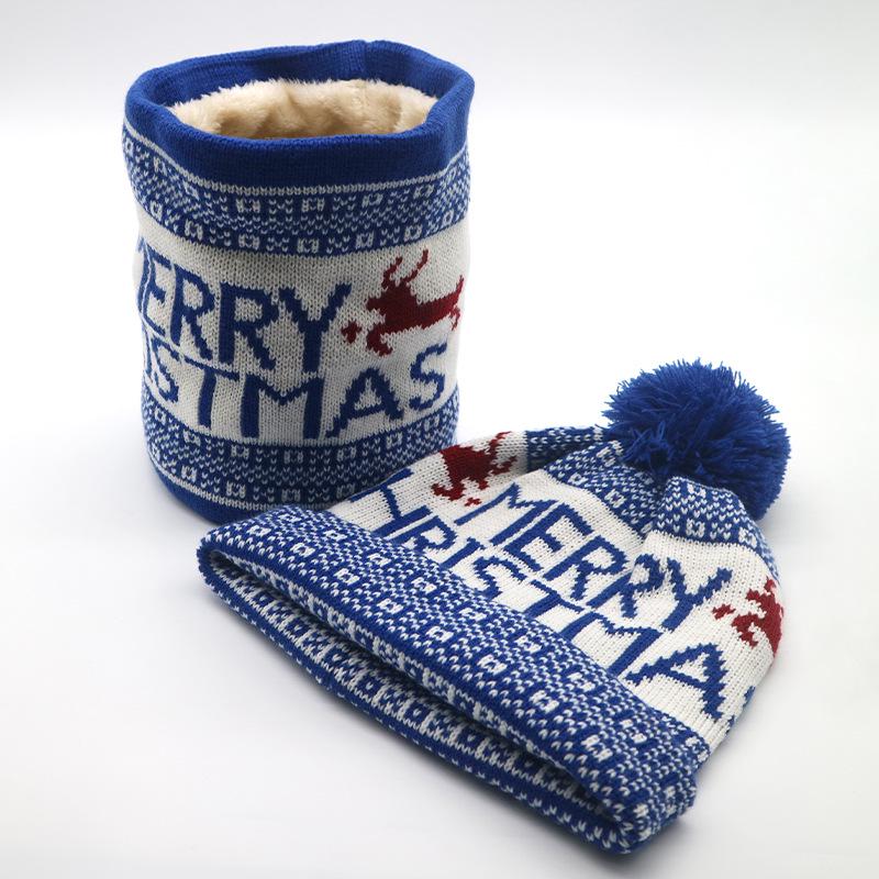 

Різдвяна шапка з помпоном у вигляді оленя та шарф на флісовій підкладці One Size синій