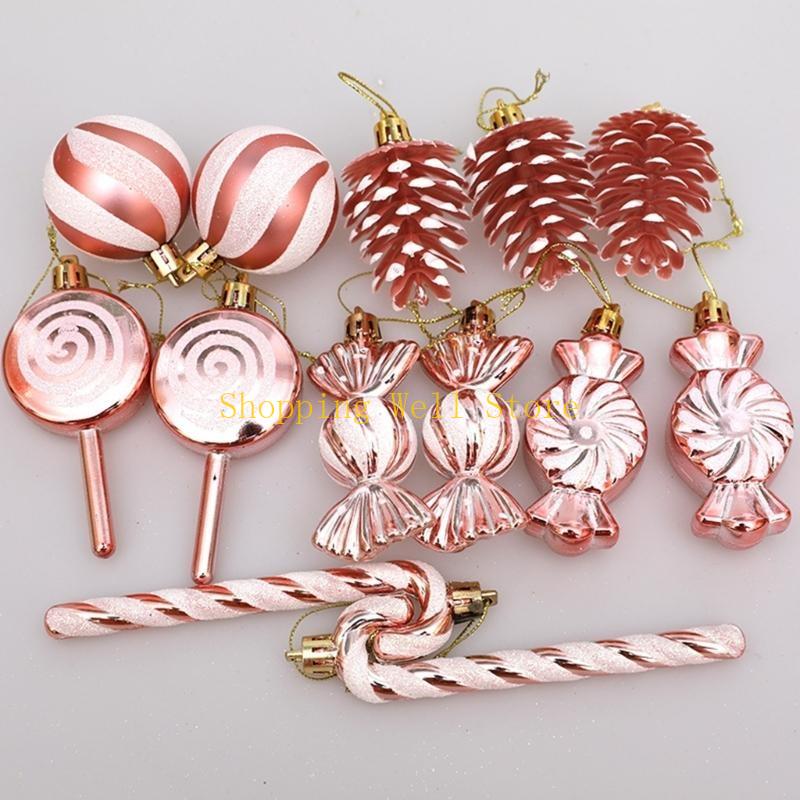 KX4B 13Pieces Eye Catching Christmas Tree Ornament Elegant Christmas Ornament Set Stylish Festival Tree Pendant Decoration