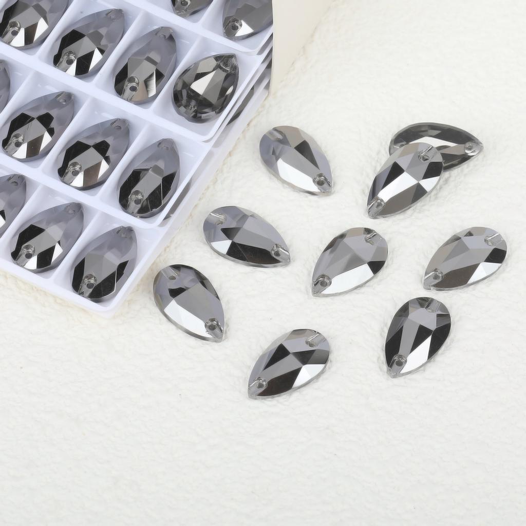 K9 Weichen Glass Boutique Hand-Sewn Drill Flat Bottom Double Hole Water Drop Flat Buckle Ab Special-Shaped Colored Diamond Diy/Double Hole Gem Drill
