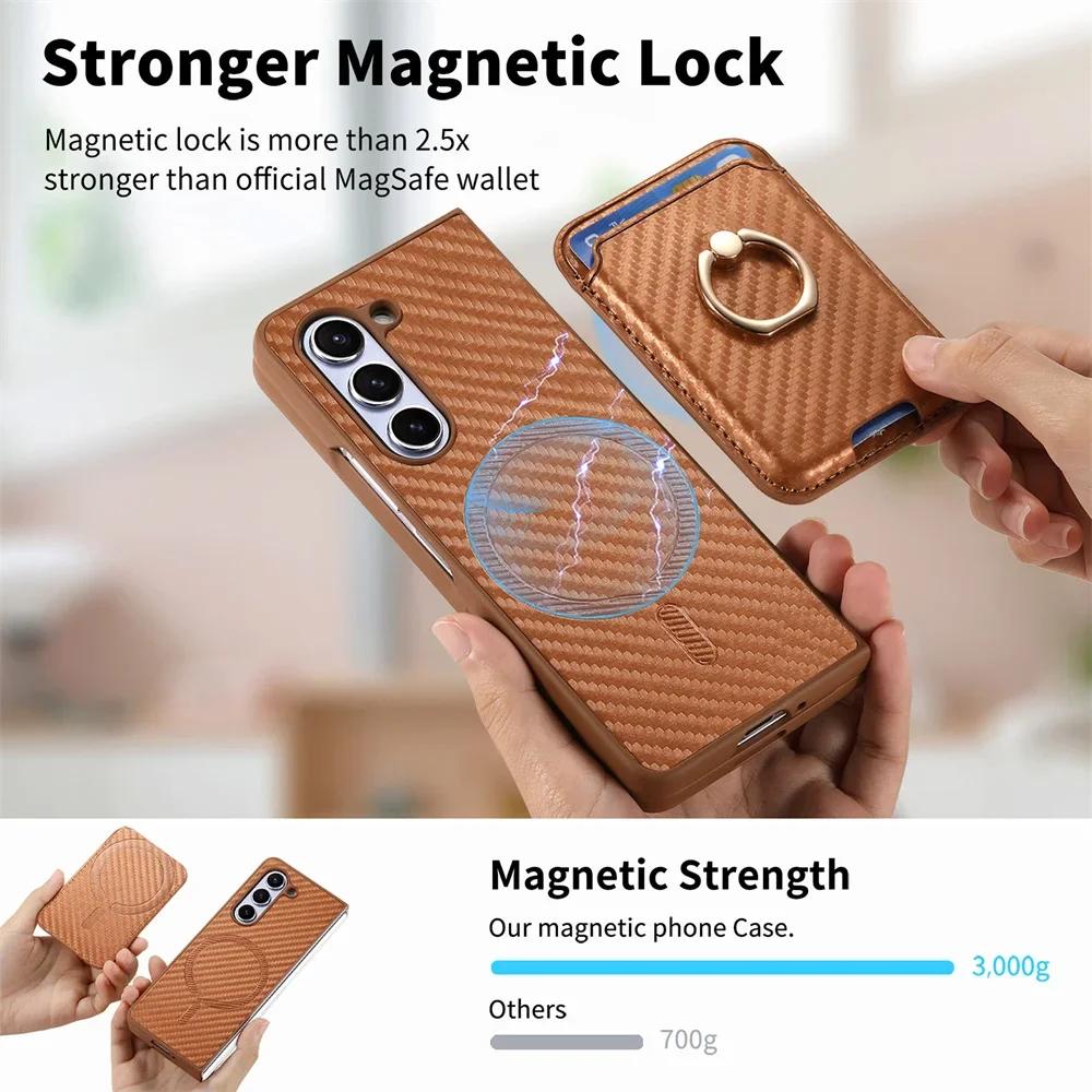 2 in 1 Detachable Carbon Fiber Card Wallet For Samsung Galaxy Z Fold 6 5 4 5G Magnetic Phone Case with Screen Protector Cover