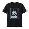 Men's Water Music T Shirt Small Black with Flame and Wave Design Vintage Washed Soft Homme Casu