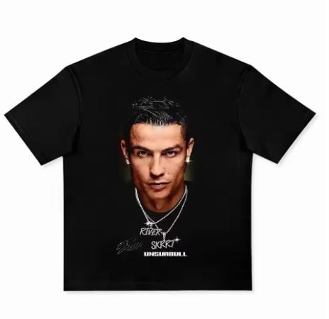 Bestselling Popular Fashion Summer Trend Casual Shortsleeved Printed Revealingshoulder Unisexs Pure Cotton Shortsleeve Tshirt