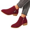 Autumn New Pointed Side Zipper Chelsea Boots Large Size Suede Thick Heel Medium Heel Martin Boots Women 43