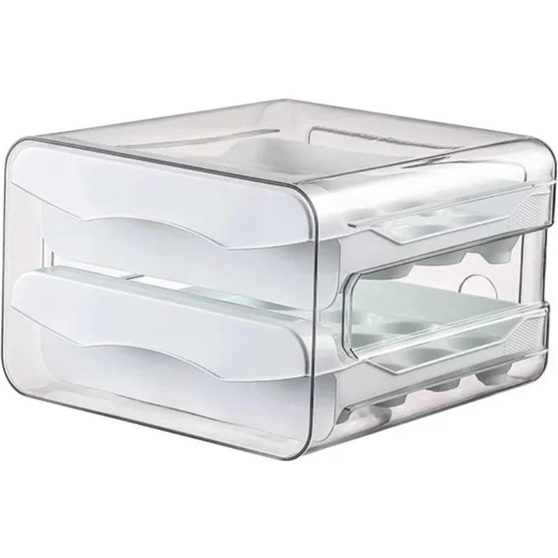 ^Refrigerator Egg Storage Box Drawer-type Storage Double-layer Pull-out Box for Egg Herme Bolsos Large Capacity 32 Compartments