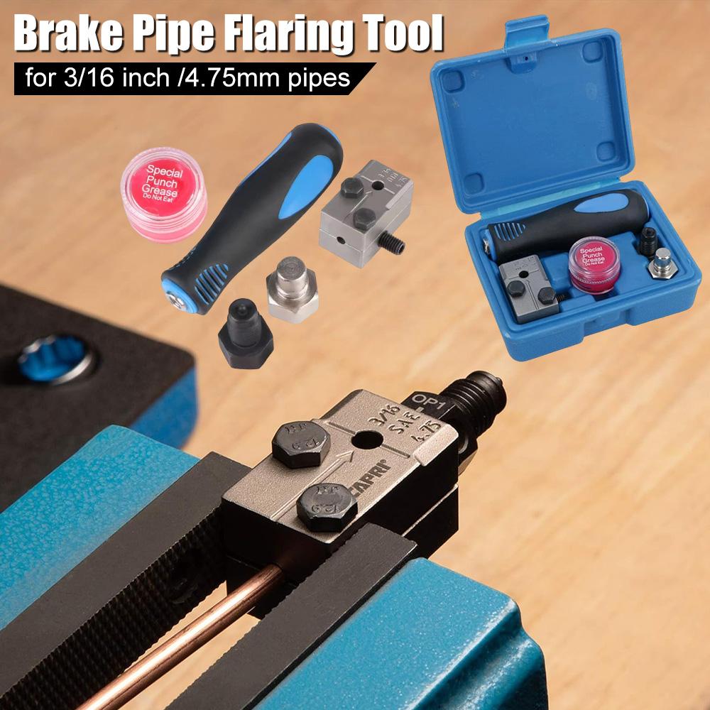 3/16In Brake Pipe Flaring Tool Handheld Brake Line Flaring Tool Kit Lasting Brake Lines Repairing Tool Kit for All Cars Trucks