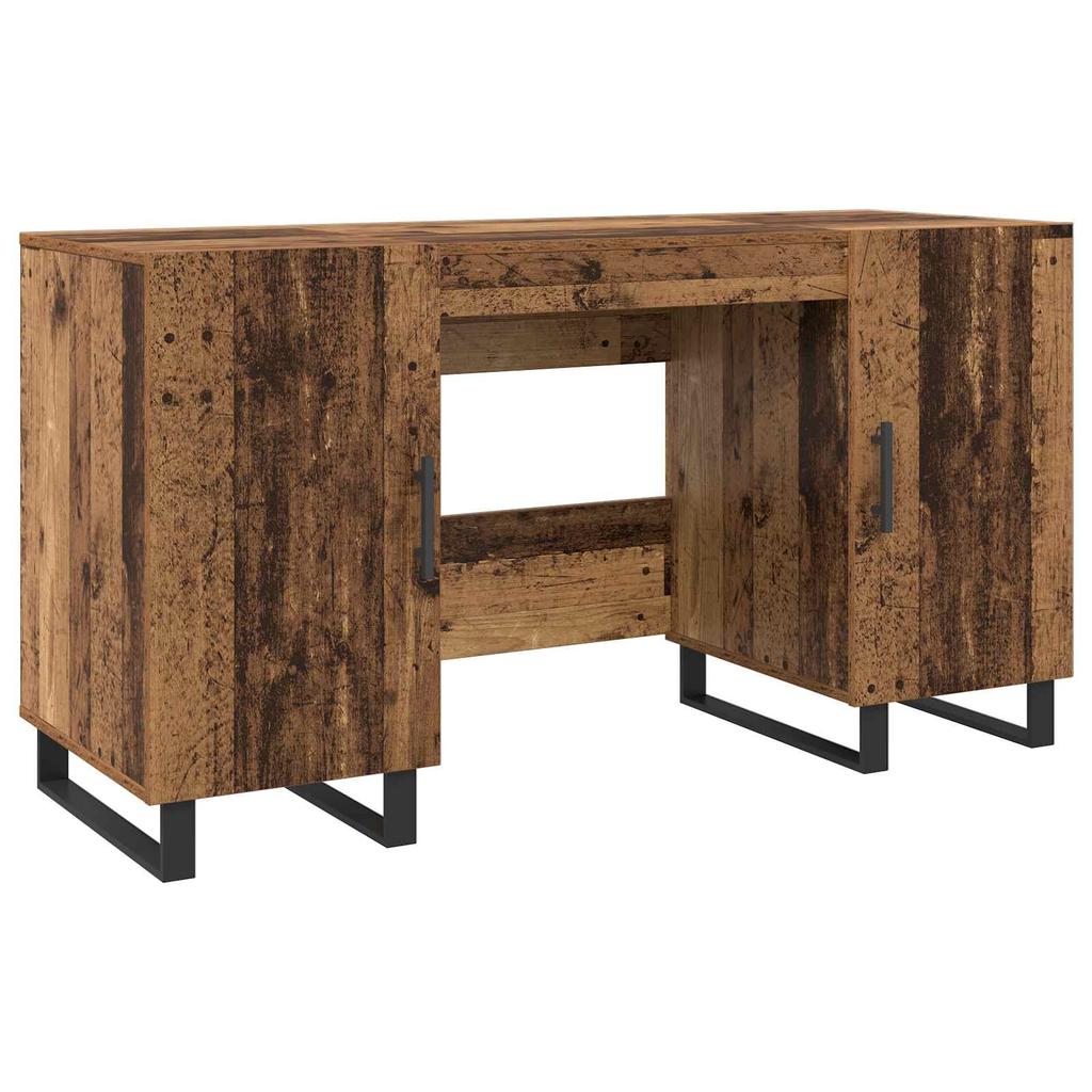 Industrial Style Desk with Shelf Reclaimed Wood Look 140 x 50 x 75 cm Particleboard
