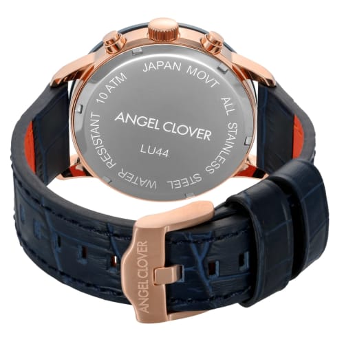 Angel Clover Luce Men's Watch, Navy Dial, Stainless Steel, Quartz Movement, 44mm, Official Warranty, LU44PNV-NV