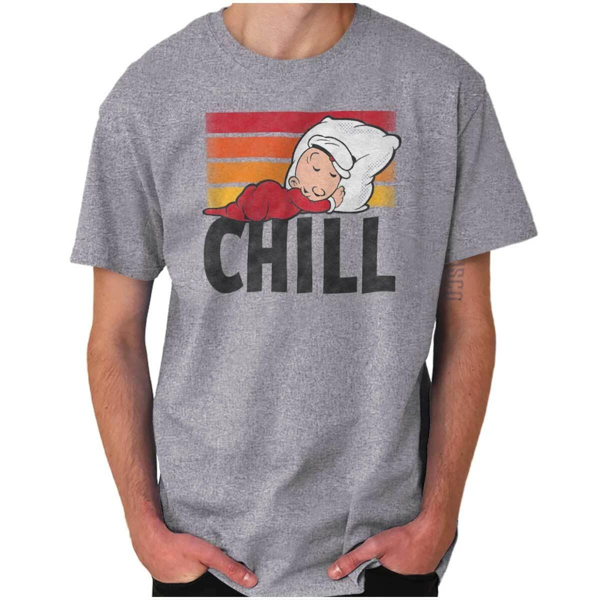 Lazy Slacker College Naps Chill Retro Popeye Womens or Mens Crewneck T Shirt Tee XS