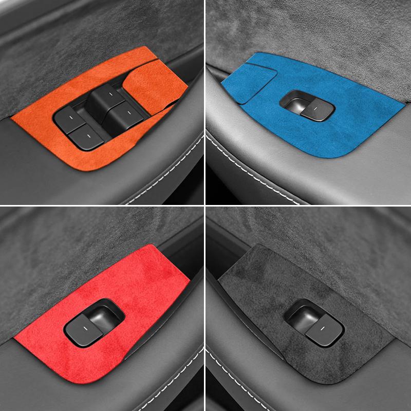 For Tesla Model 3 Y 2019-2025 Window Switch Lifter Panel Trim Frame Sticker Tuning Made of Alcantara Car Interior Accessories