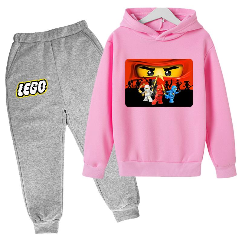 2025 MINISO Winter popular games  4-14 year old children's set Creative printed outdoor sports warm hoodie + sweatpants two-piece brother