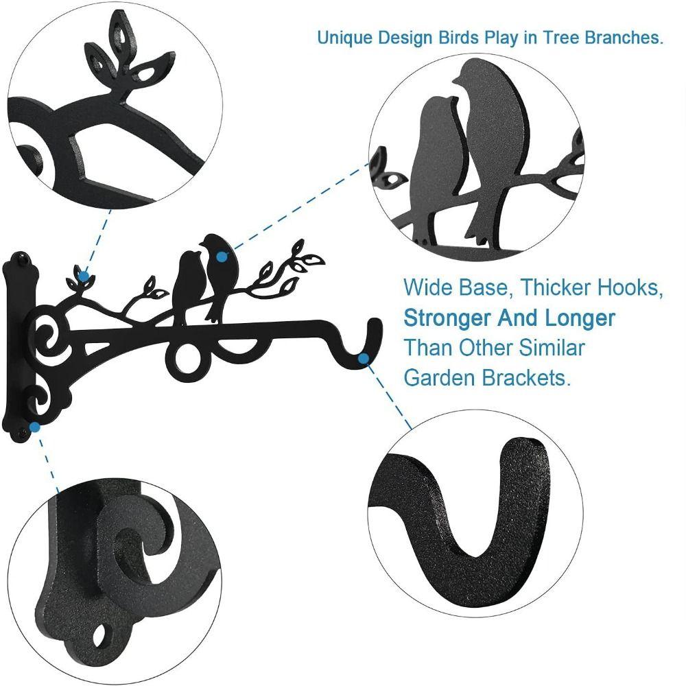 Bird Pattern Hanging Basket Hooks Metal Plant Hook Flower Pot Support Plant Bracket  Balcony
